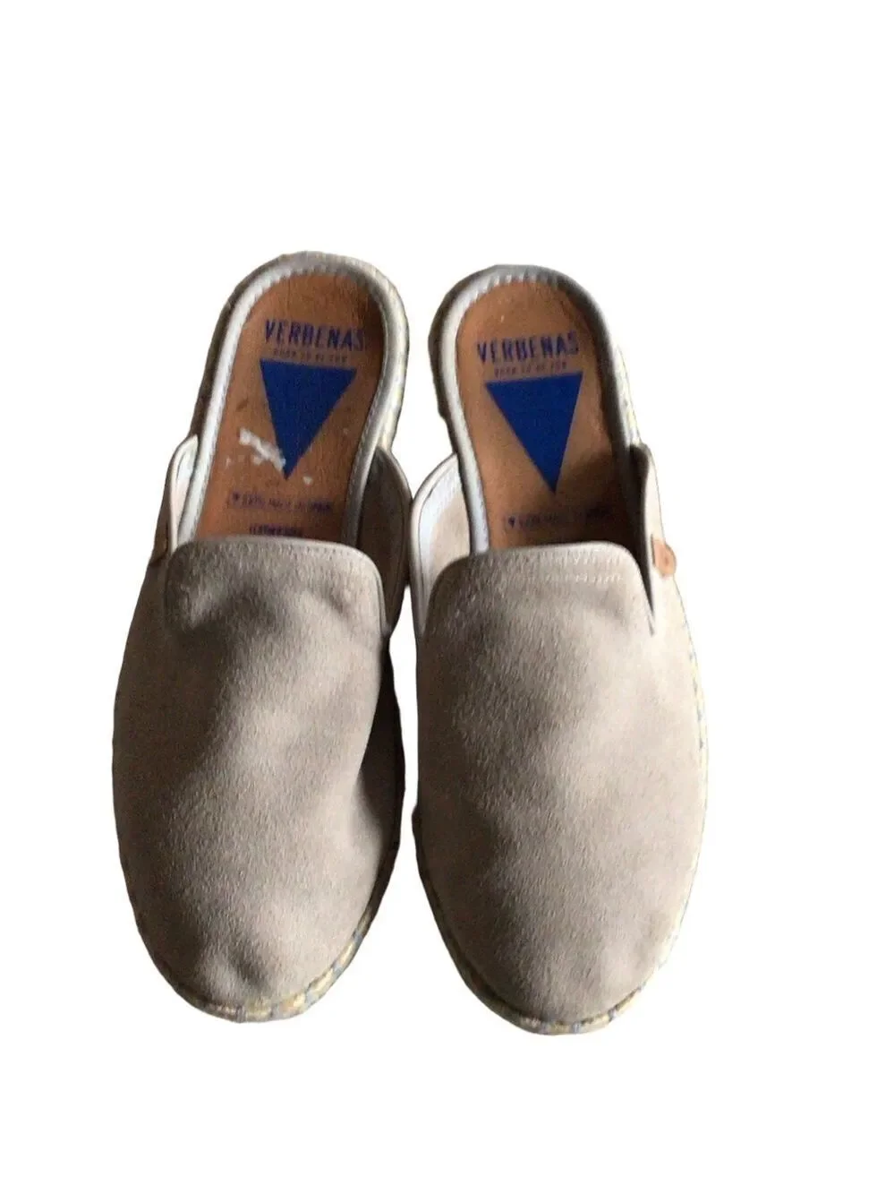 Verbenas Beige Suede Espadrille Slide Sandals Made in Spain Sz 38